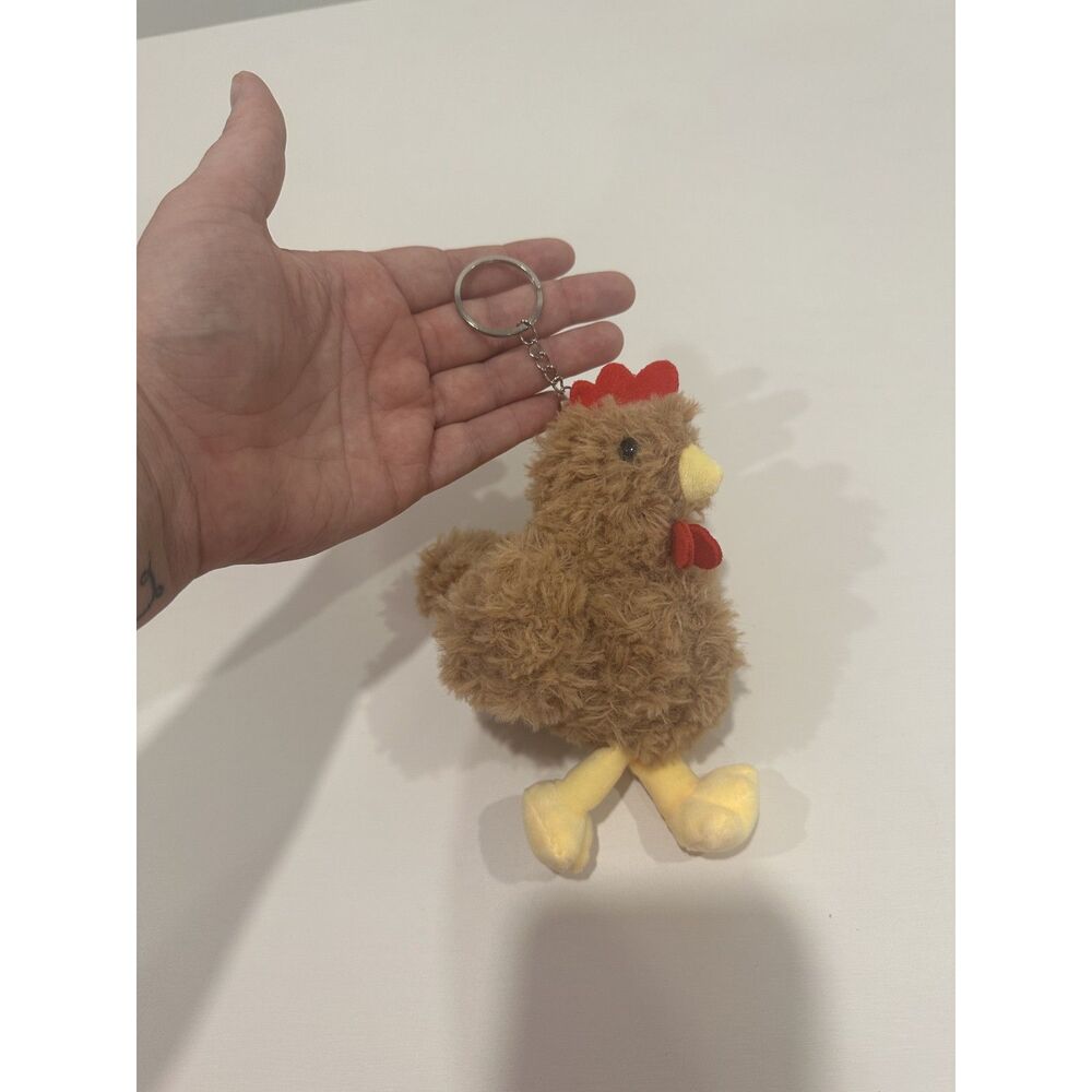 Brown Plush Chicken Hen Keychain Farmhouse Rooster Bag Charm Cute Farm Animal